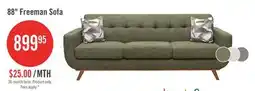The Brick Kort & Co. Freeman 88 Linen-Look Fabric Sofa with Wood Base and Tufted Back Cushions - Avocado Green offer