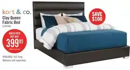 The Brick Kort & Co. Clay Upholstered Platfom Bed in Brown Vegan-Leather Fabric, Tufted - Queen Size offer