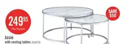 The Brick Josie 36 Glam Round Glass Top Nesting Coffee Tables - Grey Marble Look with Metal Legs offer