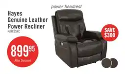 The Brick Hayes 38 Genuine Leather Power Reclining Chair with Adjustable Headrest - Steel Grey offer