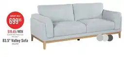 The Brick Valley 83.5 Fabric Sofa with Rubberwood Base and Legs - Grey offer