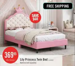The Brick Lily Lovely Crown Fantasy Princess Bed with Tufted PU Leather Headboard,Twin Size Twin Bed offer