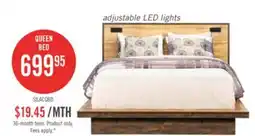 The Brick Silas Platform Bed with Headboard & Frame, LED, Rustic Brown - Queen Size offer