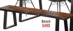 The Brick Bowery Dining Bench, Sheesham Wood, Metal, Trapizoid Base, 70W - Brown offer