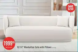 The Brick Manhattan Comfort Contemporary Siri Linen Weave 92.52 Sofa with Pillows - Cream offer
