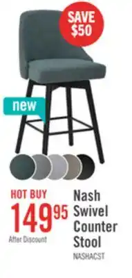 The Brick Nash Counter-Height Stool with Swivel Seat & Polyester Fabric offer