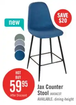The Brick Jax Counter-Height Stool with Polyester Fabric, 26H, Metal - Blue offer