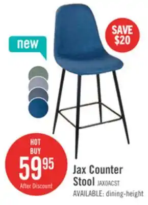 The Brick Jax Counter-Height Stool with Polyester Fabric, 26H, Metal - Blue offer