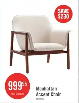 The Brick Manhattan Comfort Miller Linen Weave Accent Chair - Cream & Walnut offer