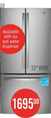 The Brick GE 33 18.6 Cu. Ft. French-Door Refrigerator - Stainless Steel Fingerprint Resistant offer
