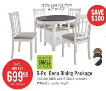 The Brick Dena 5pc Dining Set with Table & Chairs, 42-60W Extension, Round - Dove Grey offer