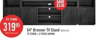 The Brick Brenner 64 TV Stand with Storage and Cable Management for TVs up to 60 - Charcoal offer