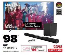 Visions Electronics SAMSUNG QLED 4K 98 Q7F 4K Smart TV offer