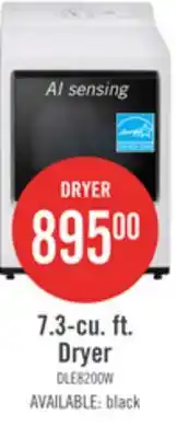 The Brick LG 7.3 Cu. Ft. Electric Dryer with AI Sensing and ThinQ - Alpine White - DLE8200CW offer