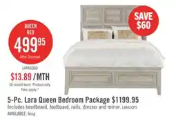 The Brick Lara 5pc Bedroom Set with Bed, Dresser & Mirror, Antique Grey - Queen Size offer