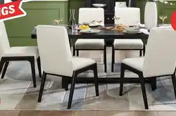 The Brick Alma 7pc Dining Set with Table & 6 Chairs, Trestle Base, 86W - Charcoal Black & White offer