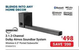 Visions Electronics Soundstage 3.1.2-Channel Dolby Atmos Soundbar System offer