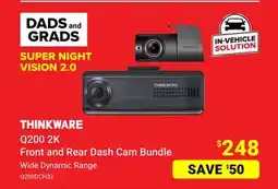 Visions Electronics THINKWARE Q200 2K Front and Rear Dash Cam Bundle offer