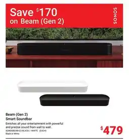 Visions Electronics Sonos Beam (Gen 2) Smart Soundbar offer