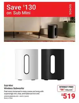 Visions Electronics Sonos Sub Mini Wireless Subwoofer offer