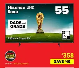 Visions Electronics Hisense UHD Roku 55 R63N 4K Smart TV offer
