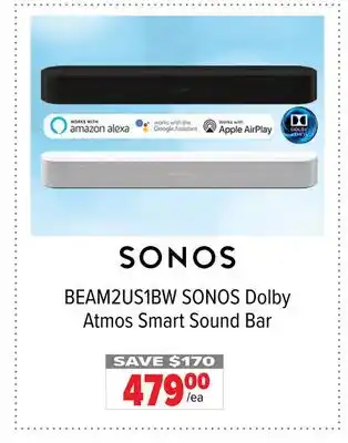 2001 Audio Video BEAM2US1BW SONOS Dolby Atmos Smart Sound Bar offer