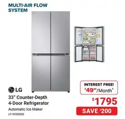 Visions Electronics LG 33 Counter-Depth 4-Door Refrigerator offer