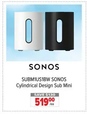 2001 Audio Video SUBM1US1BW SONOS Cylindrical Design Sub Mini offer