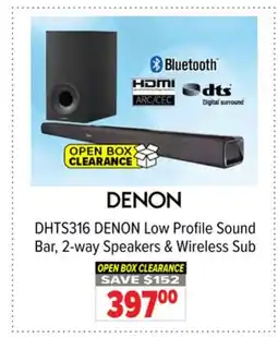 2001 Audio Video DHTS316 DENON Low Profile Sound Bar, 2-way Speakers & Wireless Sub offer
