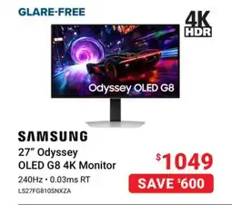 Visions Electronics SAMSUNG 27 Odyssey OLED G8 4K Monitor offer