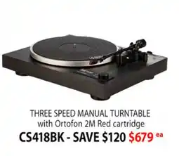 2001 Audio Video CS418BK THREE SPEED MANUAL TURNTABLE offer