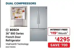 Visions Electronics BOSCH 36 800 Series French Door Refrigerator offer