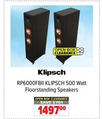 2001 Audio Video RP6000FBII KLIPSCH 500 Watt Floorstanding Speakers offer