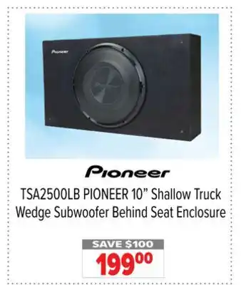 2001 Audio Video TSA2500LB PIONEER 10 Shallow Truck Wedge Subwoofer Behind Seat Enclosure offer