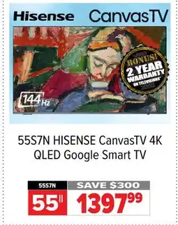 2001 Audio Video 55S7N HISENSE CanvasTV 4K QLED Google Smart TV offer