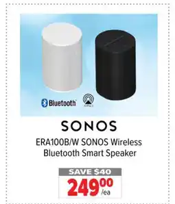 2001 Audio Video ERA100B/W SONOS Wireless Bluetooth Smart Speaker offer