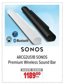 2001 Audio Video ARCG2US1B SONOS Premium Wireless Sound Bar offer