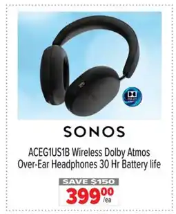 2001 Audio Video Sonos Wireless Dolby Atmos Over-Ear Headphones 30 Hr Battery life offer