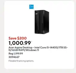 Staples Acer Aspire Desktop - Intel Core i5-14400/1TB SSD/16GB RAM/Windows 11 offer