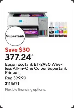 Staples Epson EcoTank ET-2980 Wireless All-in-One Colour Supertank Printer - White offer