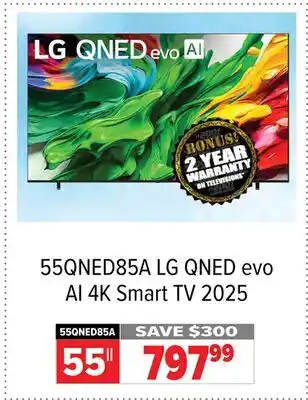 2001 Audio Video 55QNED85A 55 LG QNED evo AI 4K Smart TV 2025 offer