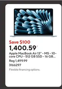 Staples Apple MacBook Air 13 - M5 - 10-core CPU - 512 GB SSD - 16 GB Unified Memory - Sky Blue offer