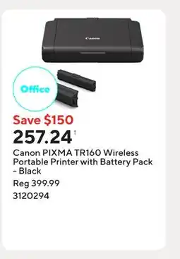 Staples Canon PIXMA TR160 Wireless Portable Printer with Battery Pack - Black offer