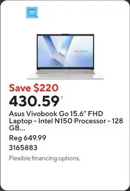 Staples Asus Vivobook Go 15.6 FHD Laptop - Intel N150 Processor - 128 GB UFS - 4 GB RAM - Windows 11 offer