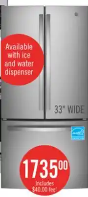 The Brick GE 33 18.6 Cu. Ft. French-Door Refrigerator - Stainless Steel Fingerprint Resistant - GWE19JYLFS offer