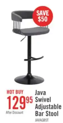 The Brick Java Barstool with Swivel & Adjustable Seat, Vegan Leather Fabric, 24.5-33H, Metal - Grey offer