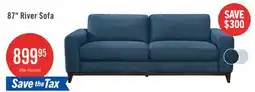 The Brick River 87 Linen-Look Fabric Sofa with Wood Base and Legs - Blue offer