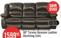 The Brick 86 Toreno Genuine Leather Reclining Sofa offer