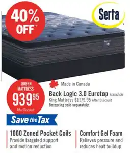 The Brick Serta Back Logic 3.0 Eurotop Plush Queen Mattress offer