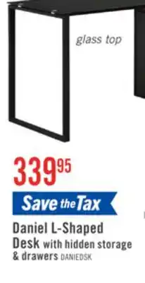 The Brick Daniel 55.11 Glass-Top L-Shaped Desk with Storage - Black offer